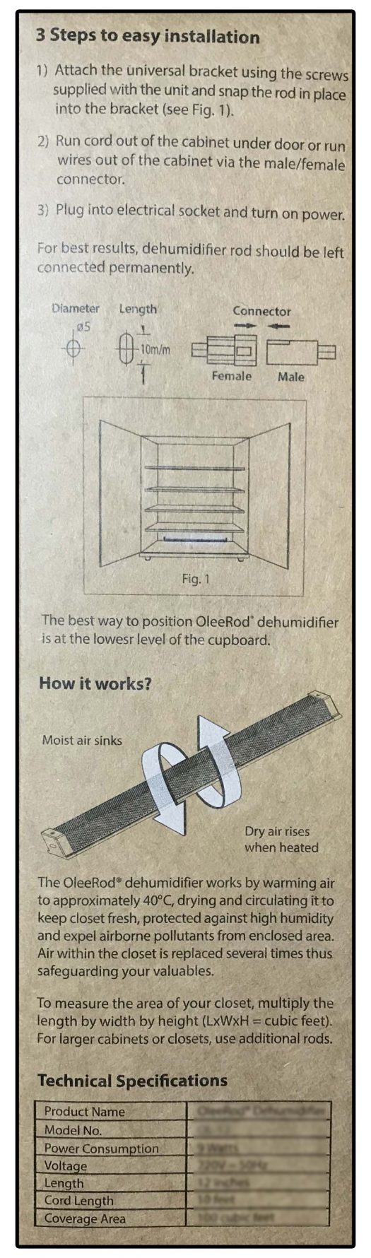Dehumidifier Rod Olee