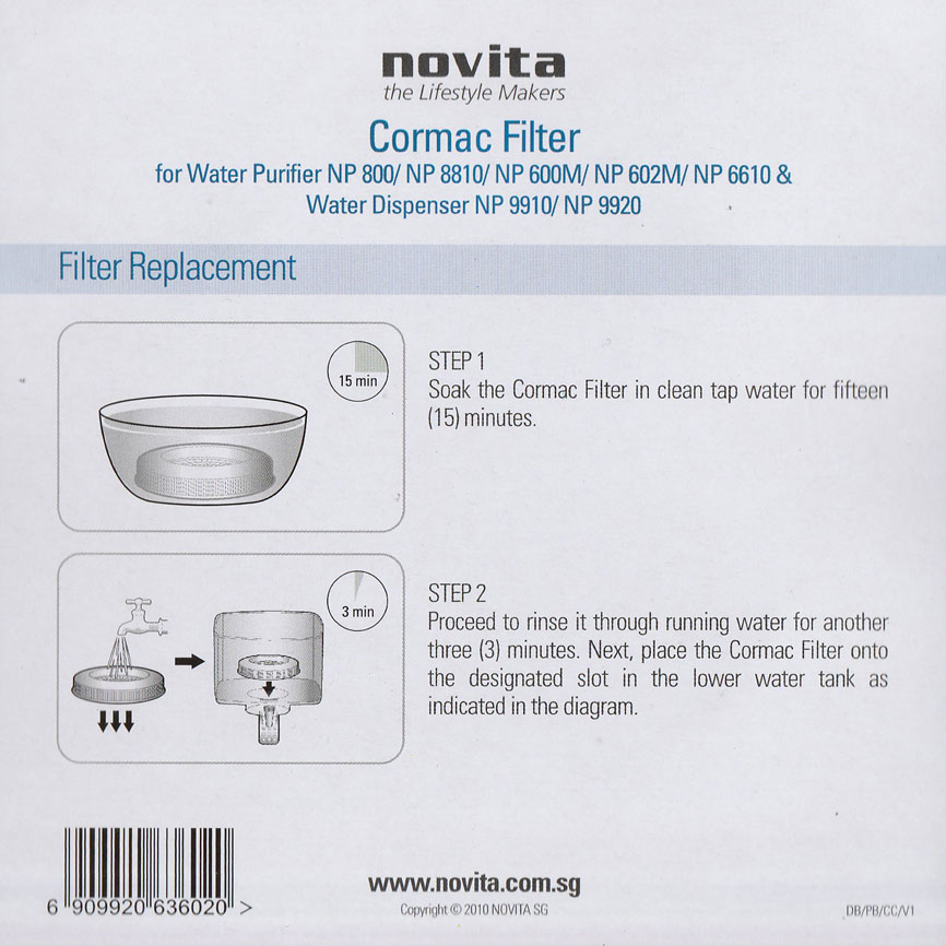 Novita Cormac Filter For NP602M & NP6610 (2Pcs) MJ HUB PTE LTD