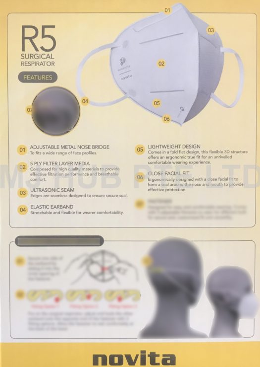 Surgical Respirator R5 Earband FFP2 (100pcs in a box)